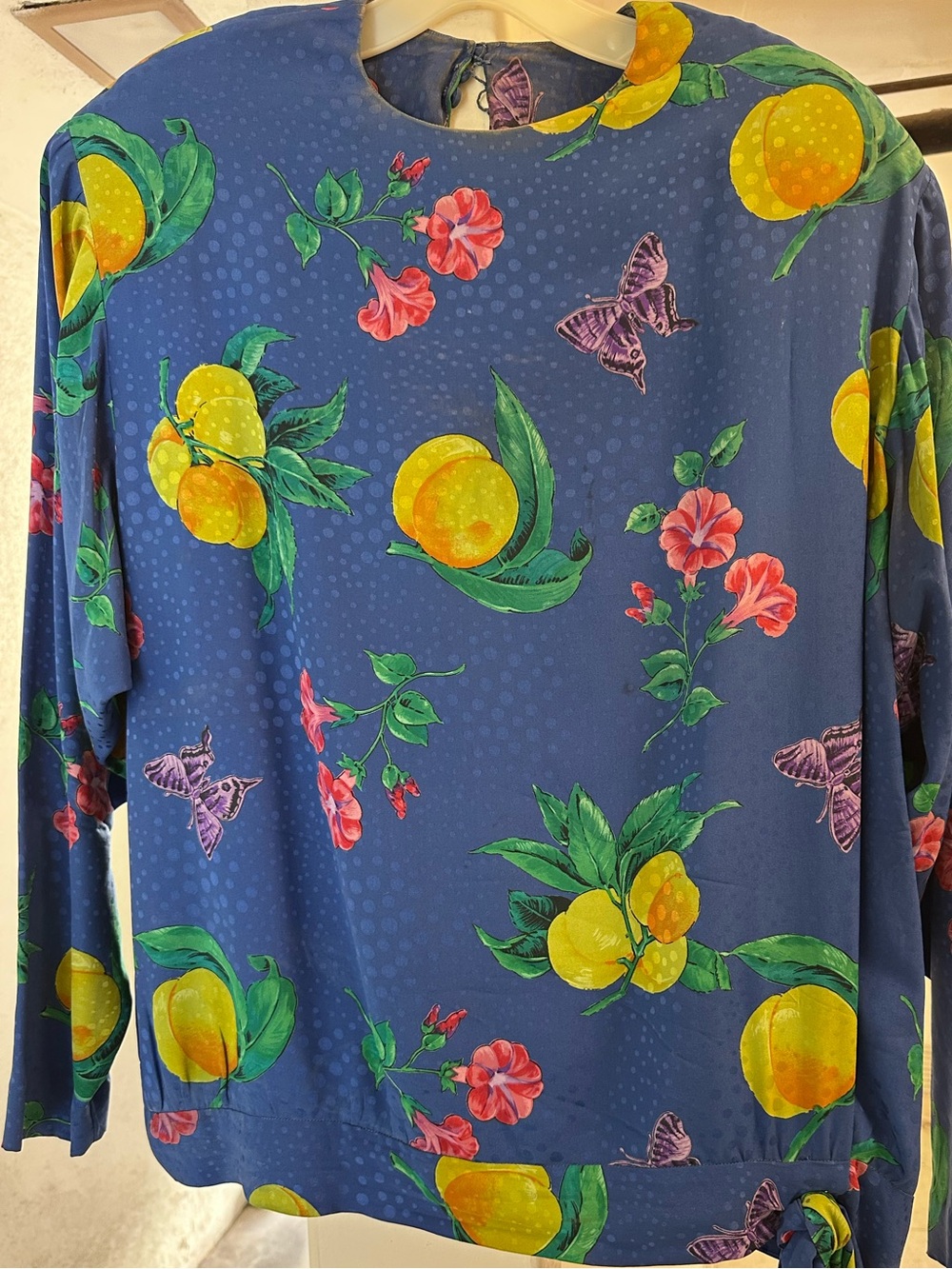 Vintage Silk Top & Matching skirt - Fruit Flowers & Butterflies